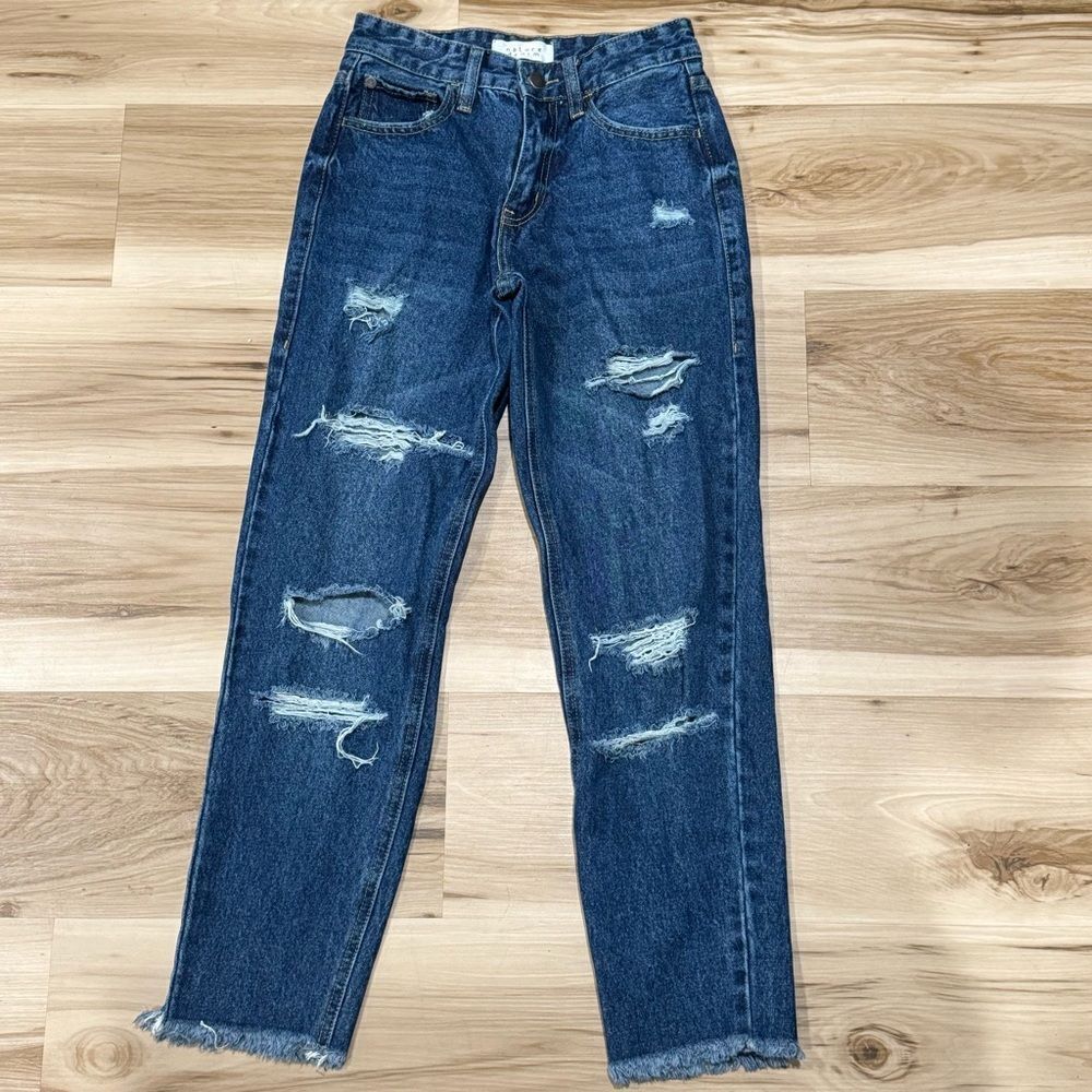 Nature Denim High Rise Ripped Raw Hem Distressed Skinny Jeans 0/23